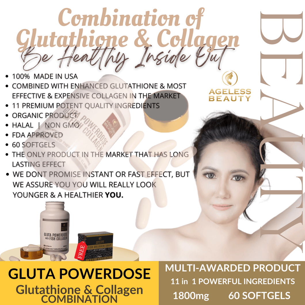 GLUTA POWERDOSE  + FREE 1 FISH COLLAGEN SOAP + FREE 2 VIRGIN SOAP (PROMO UNTIL MAR.31)