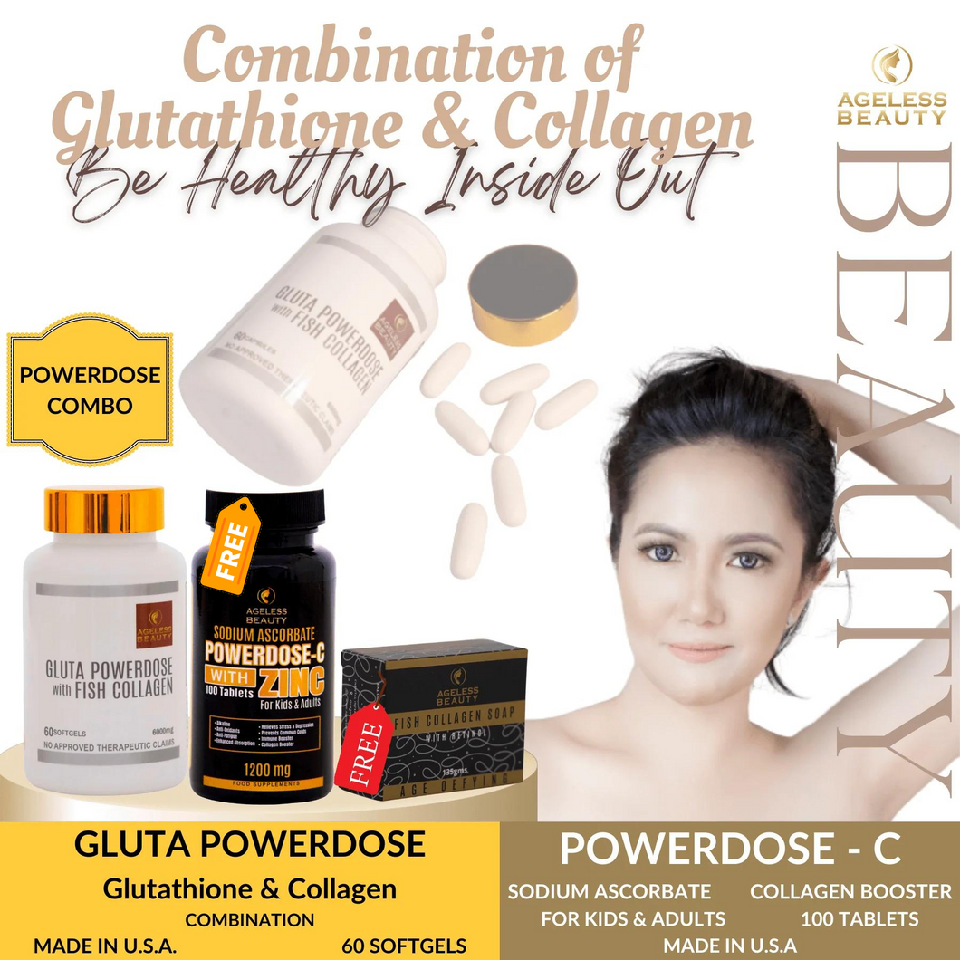 GLUTA POWERDOSE + 1 POWERDOSE-C + 1 FREE FISH COLLAGEN SOAP (PROMO ONLY UNTIL FEB.18))