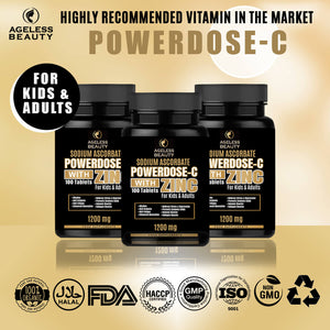 Powerdose- C Sodium Ascorbate Vitamins with Zinc | For Kids & Adult