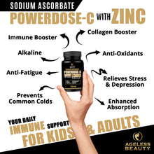 Load image into Gallery viewer, Powerdose- C Sodium Ascorbate Vitamins with Zinc | For Kids &amp; Adult